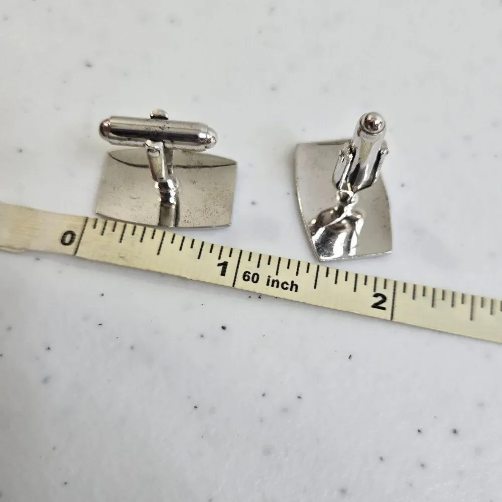 Anson Sterling Cufflinks Silver Textured Basic Everyday Diagonal Matte